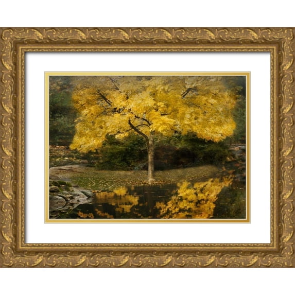 Geyman, Vitaly 18x14 Gold Ornate Wood Framed with Double Matting Museum Art Print Titled - Autumn Reflections III