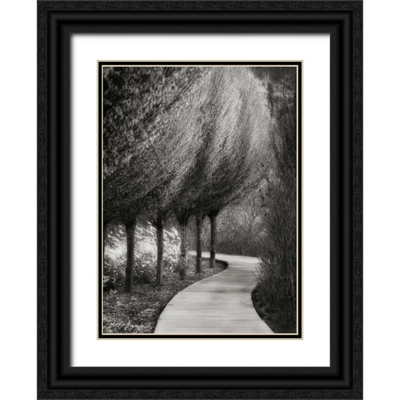 Geyman, Vitaly 19x24 Black Ornate Wood Framed with Double Matting Museum Art Print Titled - Evening Glow I BandW