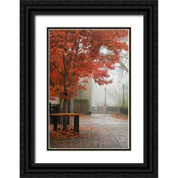 Geyman, Vitaly 23x32 Black Ornate Wood Framed with Double Matting Museum Art Print Titled - Fall Plaza IV