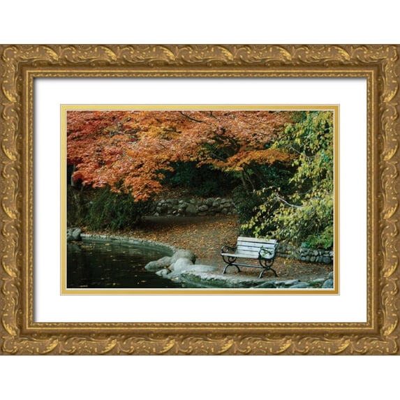 Geyman, Vitaly 24x17 Gold Ornate Wood Framed with Double Matting Museum Art Print Titled - Autumn Trio II