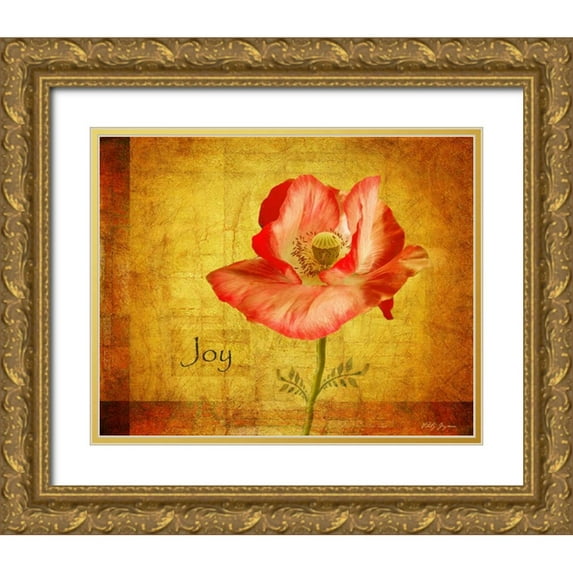 Geyman, Vitaly 24x20 Gold Ornate Wood Framed with Double Matting Museum Art Print Titled - Royal Poppy Joy