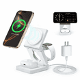 thumbnail image 1 of Geyo 3-in-1 Magnetic Charging Station for Multiple Devices, Travel Foldable Wireless Charger Stand, Compatible with iPhone, Watch, Earbuds, White, 1 of 6