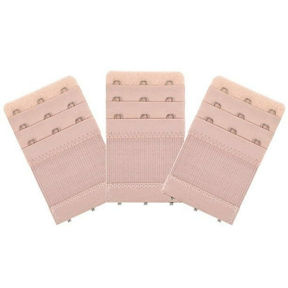 Geyoga 3 Pieces Women's Bra Extenders Elastic Stretchy Bra Extension Strap, 3 Rows x 3 Hooks (Pink)