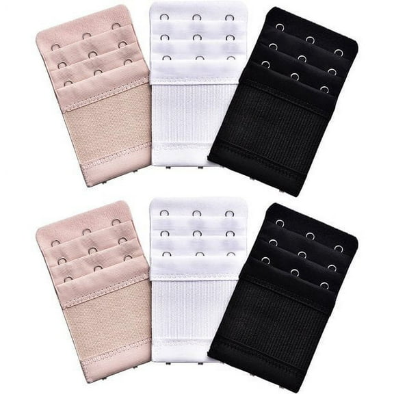 Geyoga 6 Pieces Women's Bra Extenders Elastic Stretchy Bra Extension Strap, 3 Rows x 3 Hooks (Multi-Color)