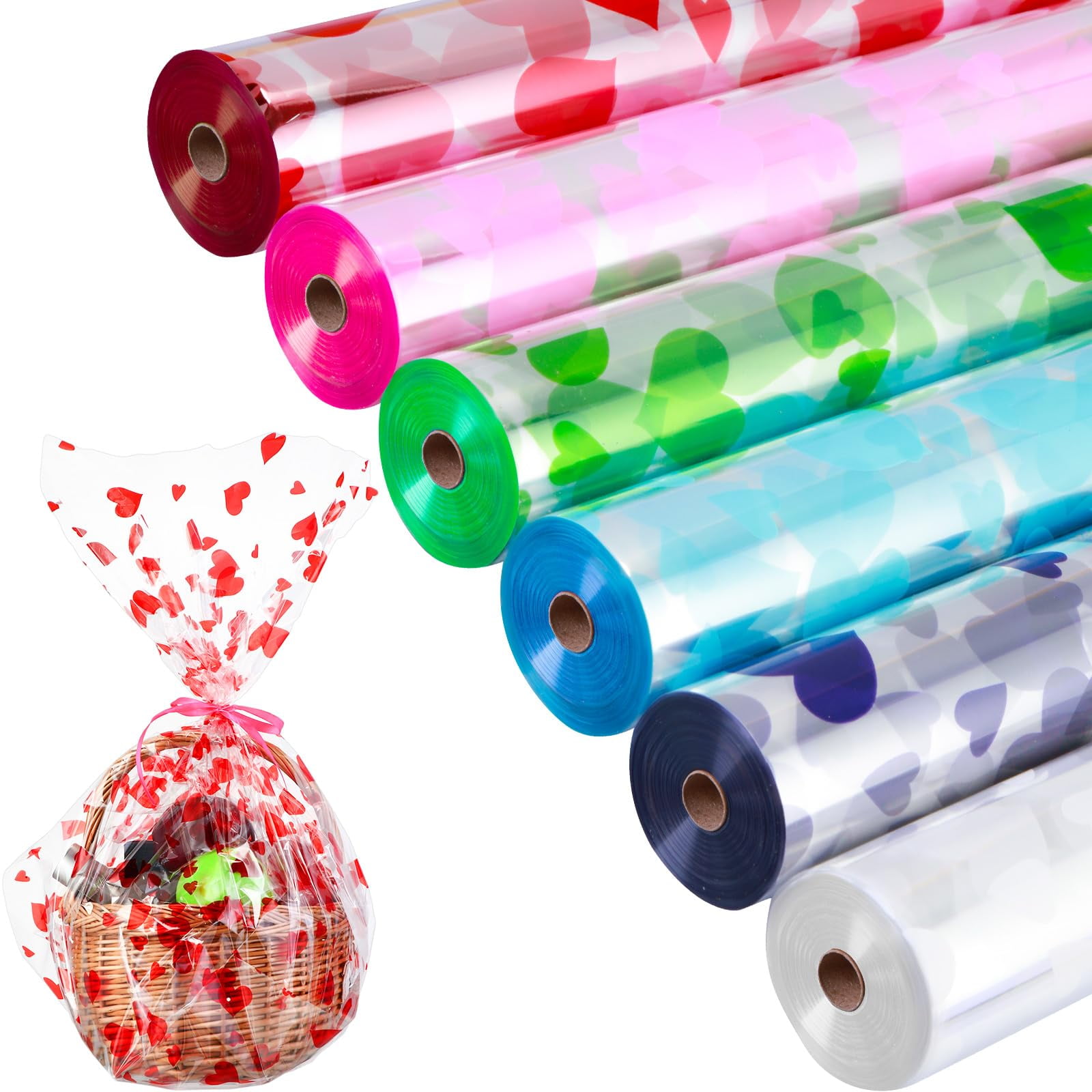 Geyoga 6 Rolls Clear Cellophane Wrap Roll 16" x 600 Ft Cellophane Paper