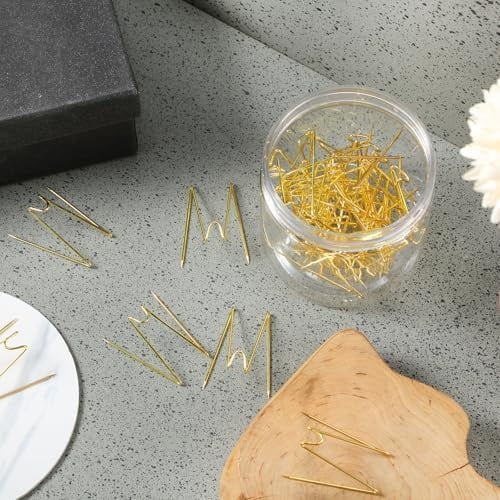 Geyoga Fabric Panel Wall Wire Hooks Cubicle Hooks with Clear Storage Box for Interior Exterior Decor for Picture Home School Office DIY (Gold,36 Pcs)