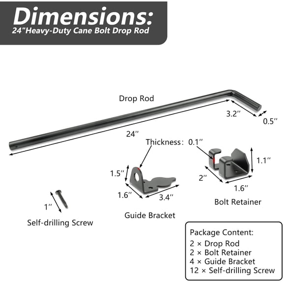 Gezen 24" Cane Bolt Gate Drop Rod