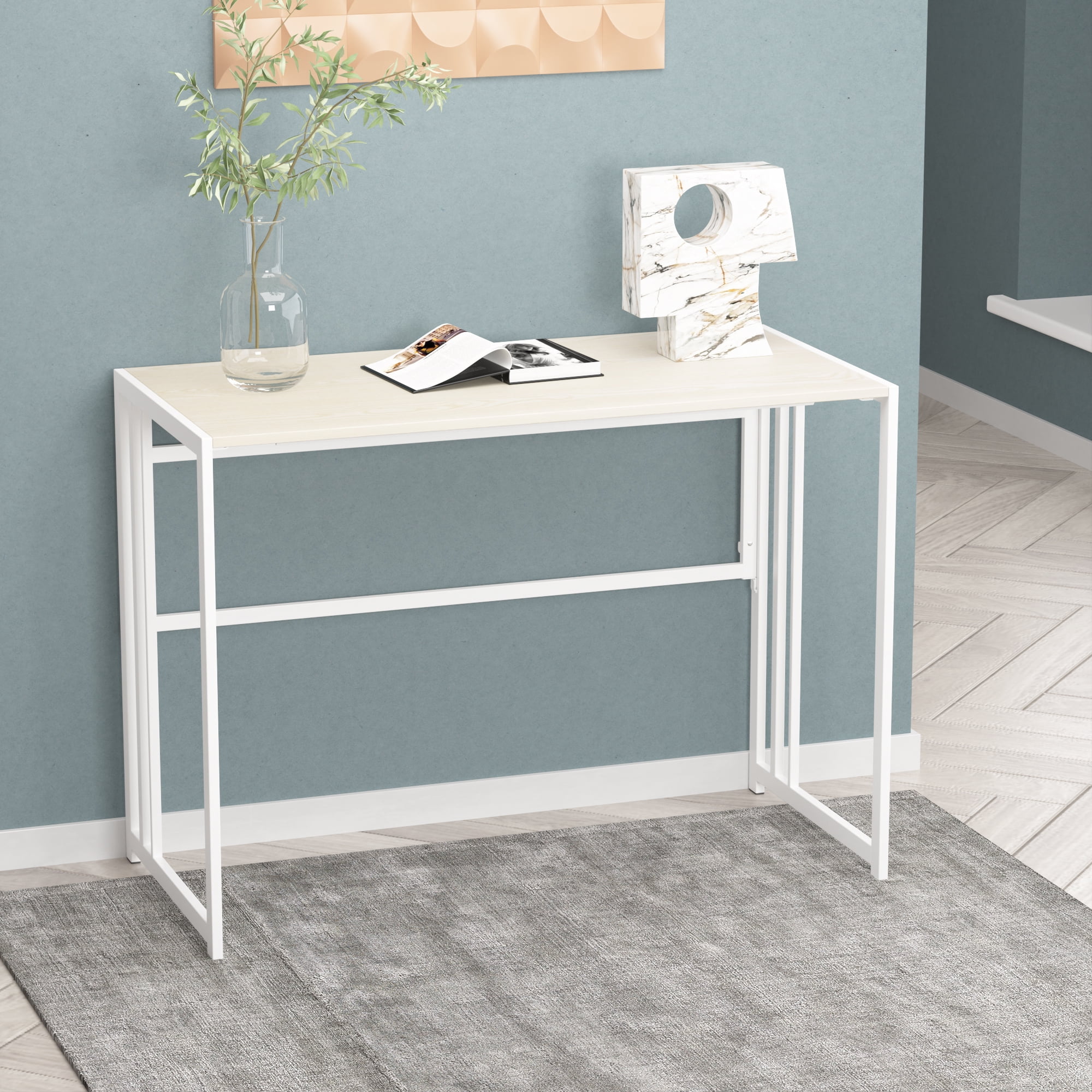 Gezen 40 Folding Desk Console Table Corner Desk for Home Office Small  Spaces - Oak
