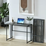Gezen Folding Desk Writing Computer Desk Work Table for Home Office, Small Spaces, Black Oak