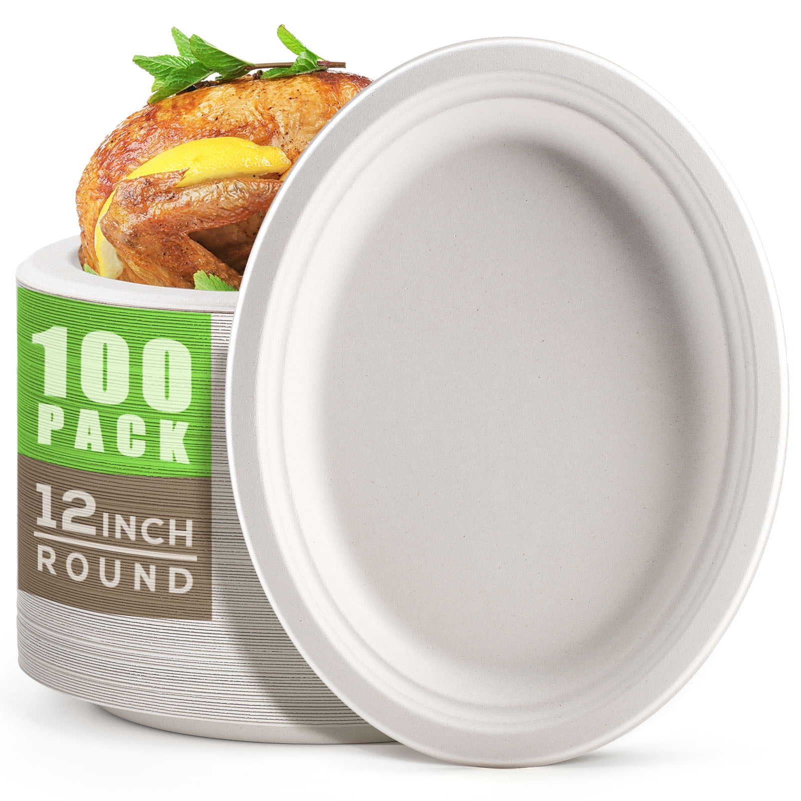Gezond 100% Compostable Oval Paper Plates 12 .5Inch 100 Pack Large ...