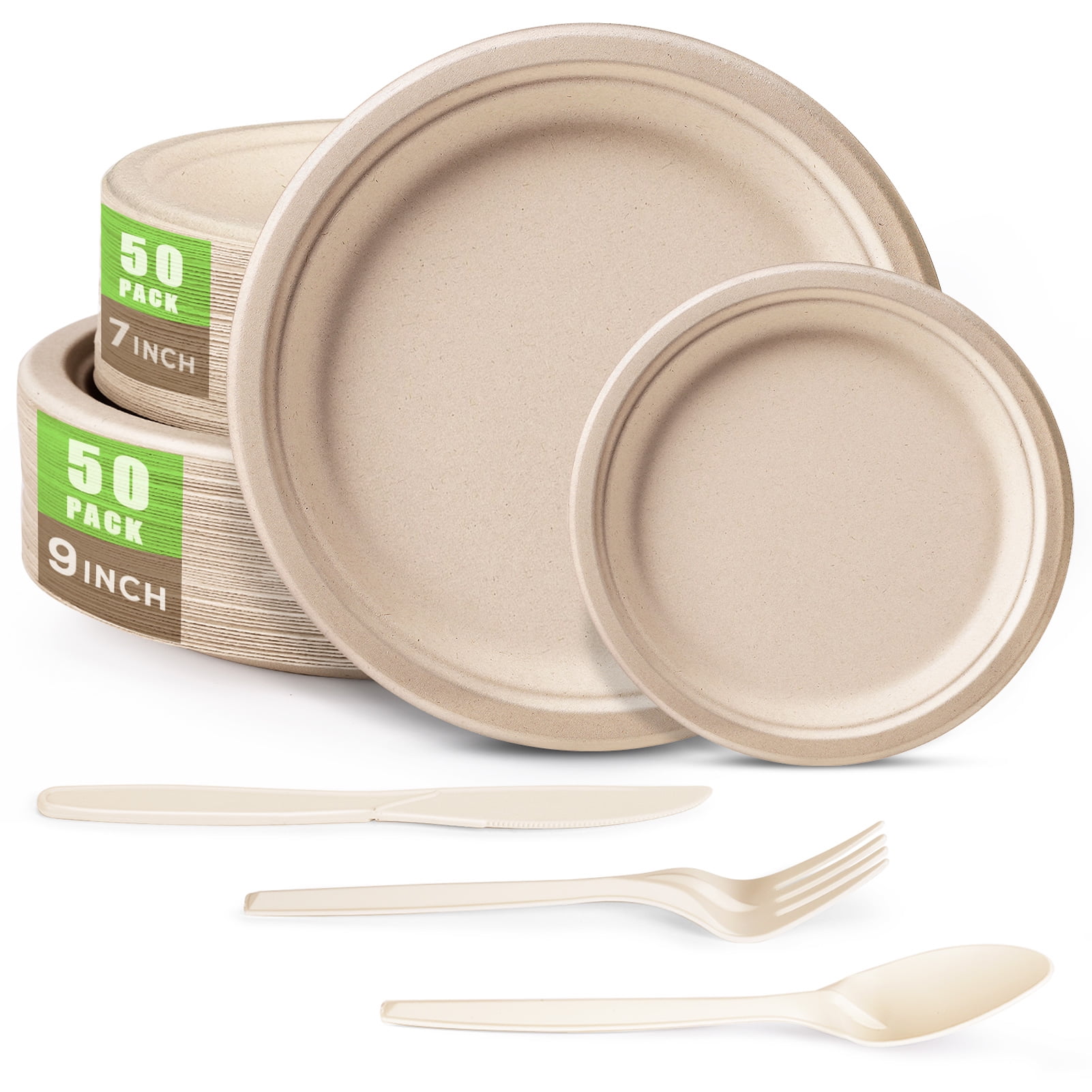 Gezond 250pcs Disposable Paper Plates Set, Compost