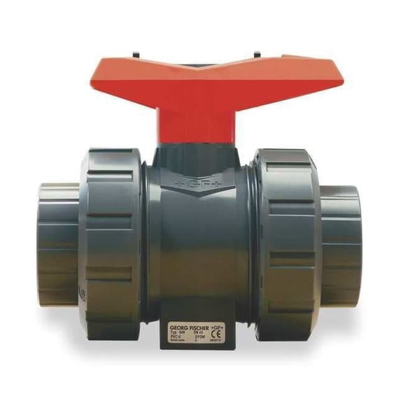 Gf Piping Systems 3/8" Socket PVC Ball Valve Inline True Union 161546341