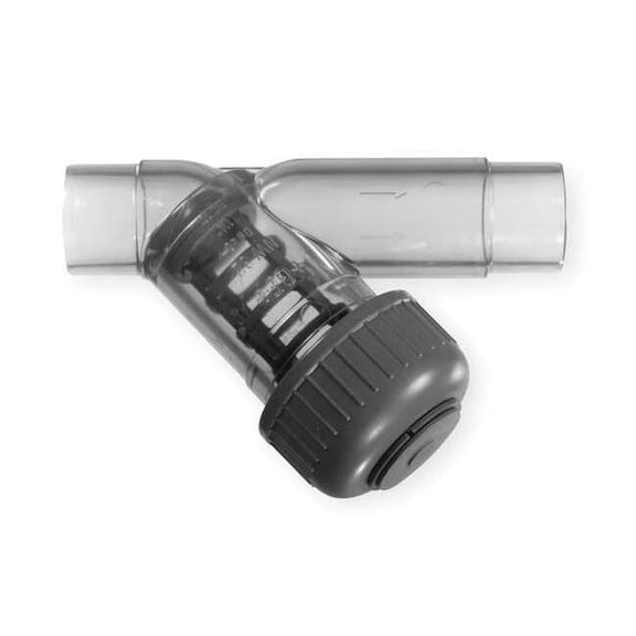 Y Strainer, 1" Pipe, Spigot, PVC, 150 psi at 68 Degrees F