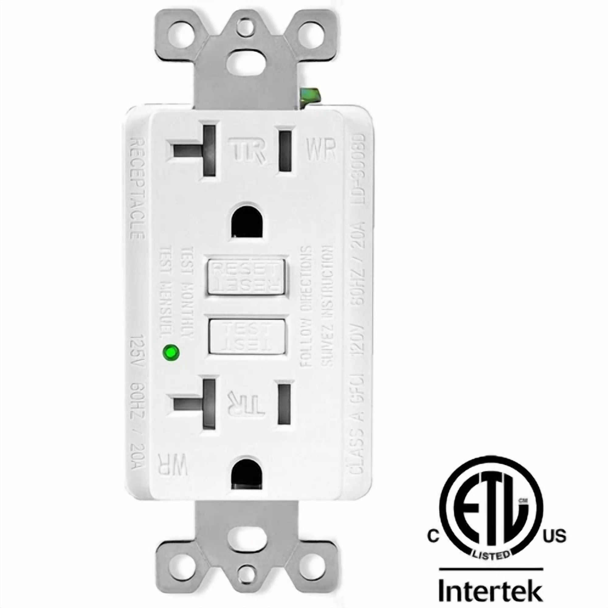 Gfci Gfi Outlet 20 Amp Tamper-Resistant Ground Fault Receptacle Etl Certified Us