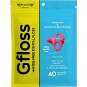 Gfloss Hands-Free Dental Floss Picks, 40 Count, BPA-Free, Non-Toxic, Pink