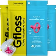 Gfloss Hands-Free Dental Floss - 120 Count, 3-Pack with Travel Case, BPA-Free, Non-Toxic