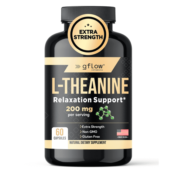 Gflow Vitamins L-Theanine 200 mg in vegetable capsules for relaxation and focus | Made in the USA