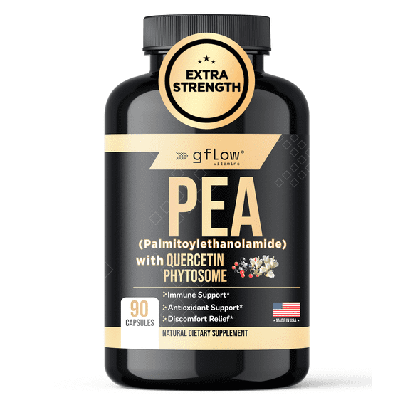 Gflow Vitamins PEA Supplement with Quercetin Phytosome 1,000 mg | Micronized PEA (Palmitoylethanolamide) 99% Highly Purified | Discomfort relief supplement in capsules made in the USA