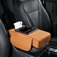 thumbnail image 1 of Gfplyw 5-in-1 Multifunctional PU Leather Car Armrest Box Mat, Center Console Organizer with Cup Holder, Phone & Tissue Slots, Waterproof Elastic Pad for Most Vehicles, 1 of 7