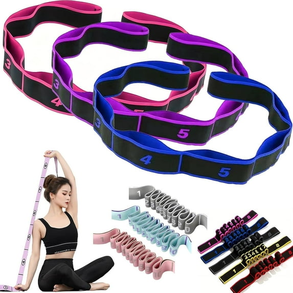 Gfplyw Numbered Resistance Band with Handles, 8/10-Section Fitness Band for Glutes, Stretching & Yoga, Adjustable Tension Band for Home Workout & Seniors