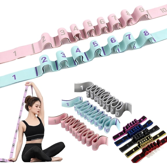 Gfplyw Numbered Resistance Band with Handles, 8/10-Section Fitness Band for Glutes, Stretching & Yoga, Adjustable Tension Band for Home Workout & Seniors