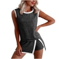 thumbnail image 1 of Gfyviroh 2 Piece Lounge Sets for Women Patchwork Sleeveless Stretch Workout Sets Slim Fit Short Skorts Sets, 1 of 8