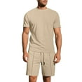 thumbnail image 1 of Gfyviroh 2 Piece Mens Pajamas Sets Plus Size Short Lounge Sets Short Sleeve Pullover Crew Neck T-shirts and Drawstring Shorts Pjs, 1 of 9