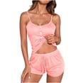 thumbnail image 1 of Gfyviroh 2 Piece Women's Cami Pajama Sets Spaghetti Strap Button Camisole and Drawstring Shorts Sets Solid Lightweight Plus Size Lounge Sets, 1 of 3