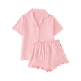 thumbnail image 1 of Gfyviroh 2 Piece Womens Short Pajamas Set Button Front Short Sleeve Summer Sleepwear Sets Ruffled Trim Shorts Loungewear with Pockets, 1 of 9