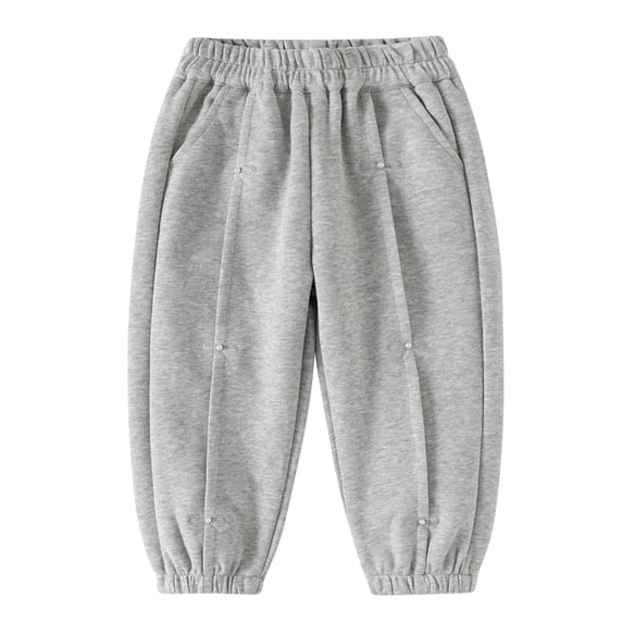 Gfyviroh 3-10 Y Toddler Kids Cotton Pants Little Girls Pleated Cuffed Pants with Pockets Soft Elastic Waist Sport Pants