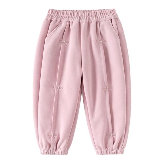 Gfyviroh 3-10 Y Toddler Kids Cotton Pants Little Girls Pleated Cuffed Pants with Pockets Soft Elastic Waist Sport Pants