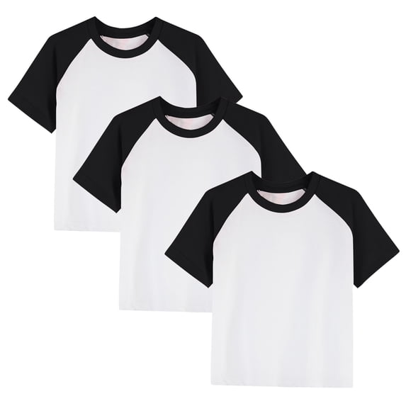 Gfyviroh 3 Pack Girls Basic T-Shirts Color Block Cotton Short Sleeve Tee Shirt Soft Summer Versatile Casual Tops