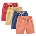 thumbnail image 1 of Gfyviroh 4 Pack Kids Casual Shorts Little and Big Girls Drawstring Elastic Waist Shorts Solid Wide Leg Cotton Linen Shorts,Sizes 2-12 Years, 1 of 9