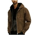 thumbnail image 1 of Gfyviroh Big and Tall Men's Sherpa Coats Long Sleeve Drawstring Hooded Jackets Winter Zip Open Front Fleece Lined Jackets, 1 of 7