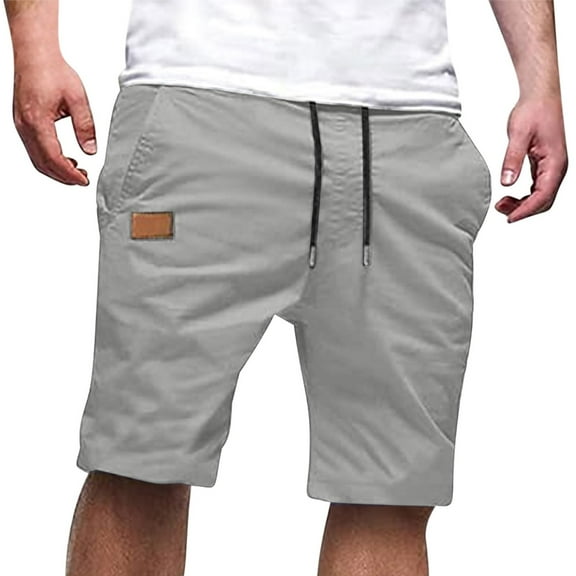Gfyviroh Big and Tall Shorts for Men Solid Comfortable Elastic Waist Shorts Casual Drawstring Trendy Shorts with Pockets