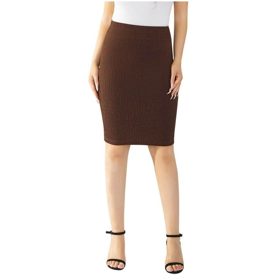 Gfyviroh Bodycon Skirts for Women High Waist Knee Length Skirts Casual Solid Color Slim Office Work Skirts