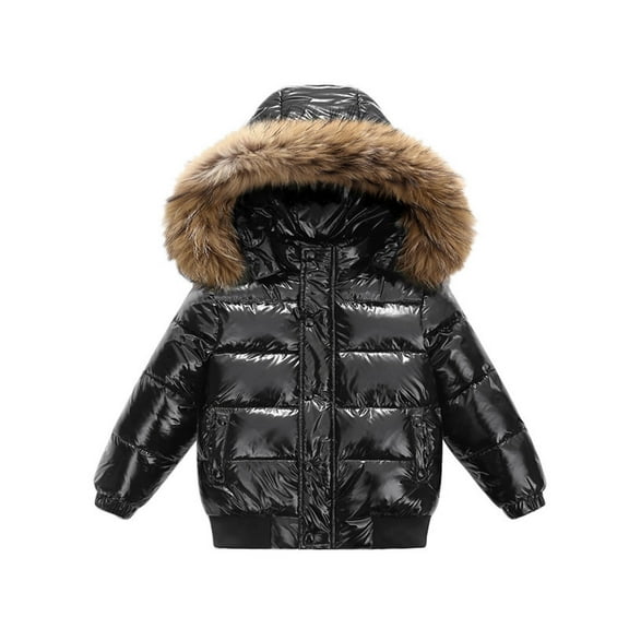 Gfyviroh Boys and Girls Down Coats Children Winter Windproof Snap Button Zip Hooded Jackets Long Sleeve Pockets Parka Jackets,2-12 Y