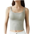thumbnail image 1 of Gfyviroh Cami Tops for Women Casual Solid Color Ribbed Loungewear Tops Slim Sleeveless Undershirts with Chest Pad, 1 of 8