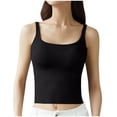 thumbnail image 1 of Gfyviroh Cami Tops for Women Casual Solid Color Ribbed Loungewear Tops Slim Sleeveless Undershirts with Chest Pad, 1 of 8