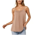 thumbnail image 1 of Gfyviroh Cami Tops for Women Solid Color Pleated Sleeveless Tops Loose Soft Comfortable Spaghetti Strap Lounge Tops, 1 of 8