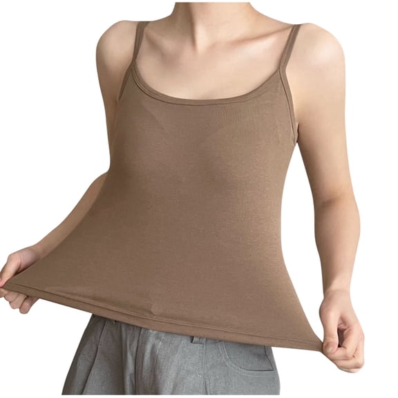 Gfyviroh Cami Tops for Women Thin Comfortable Stretch Undershirts Chest Padded Solid Color Sleeveless Loungewear Tops