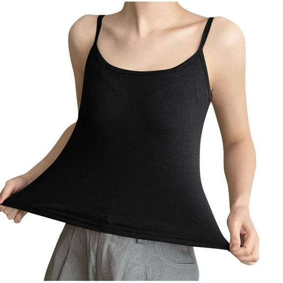 Gfyviroh Cami Tops for Women Thin Comfortable Stretch Undershirts Chest Padded Solid Color Sleeveless Loungewear Tops