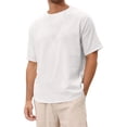 thumbnail image 1 of Gfyviroh Casual T-shirts for Men Linen Comfortable Crew Neck Pullover Tops Plus Size Loose Short Sleeve Tshirts, 1 of 6