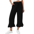 thumbnail image 1 of Gfyviroh Comfy Women's Capri Pants Ruffle Hem Flowy Wide Leg Capris Casual Lightweight Drawstring Pants with Pockets, 1 of 7
