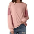 thumbnail image 1 of Gfyviroh Crewneck Tops for Women Color Block Long Sleeve Stripes Tops Casual Loose Pullover Fall Workout Tops, 1 of 6