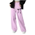 thumbnail image 1 of Gfyviroh Girls' Baggy Sweatpants Children Trendy Print Drawstring Elastic High Waist Pants Casual Wide Leg Pants,5-15 Y, 1 of 7