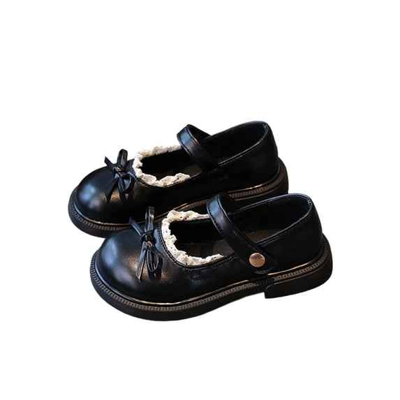 Gfyviroh Girls Dress Shoes Fashion Cute Bow Lace Trim Flats Soft Sole Round Toe Princess Little Girl Shoes
