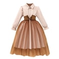 thumbnail image 1 of Gfyviroh Girls Dresses Puff Sleeve Patchwork Tulle Midi Dresses Trendy Button Front Dresses,Size 8-13 Years, 1 of 6