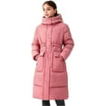 thumbnail image 1 of Gfyviroh Girls Hooded Down Jackets Children Drawstring Tummy Control Puffer Jackets with Pockets Long Sleeve Zip Coats,5-15 Y, 1 of 5