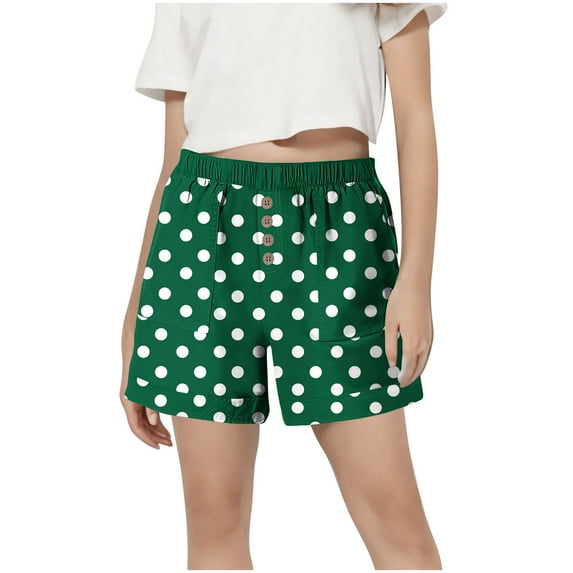 Gfyviroh Kids Girl's Shorts 3-13 Years Print Button Elastic Waist Casual Shorts with Pockets Loose Athletic Shorts